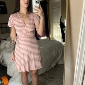 Pink and White Flowy Short Dress